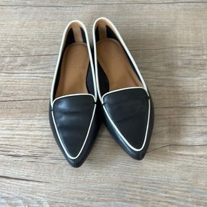 J crew Edie loafers black with white piping